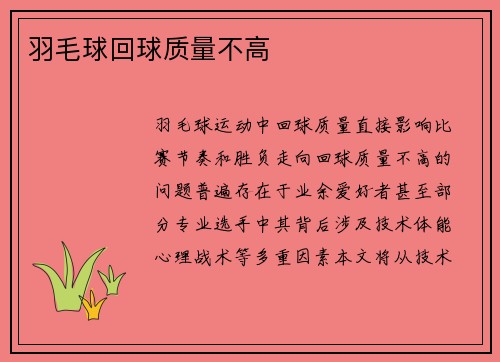 羽毛球回球质量不高